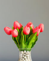 Alamkari India Polyurethane Artificial Tulip Flower Sticks (5 Sticks, 35 cm, Pink)
